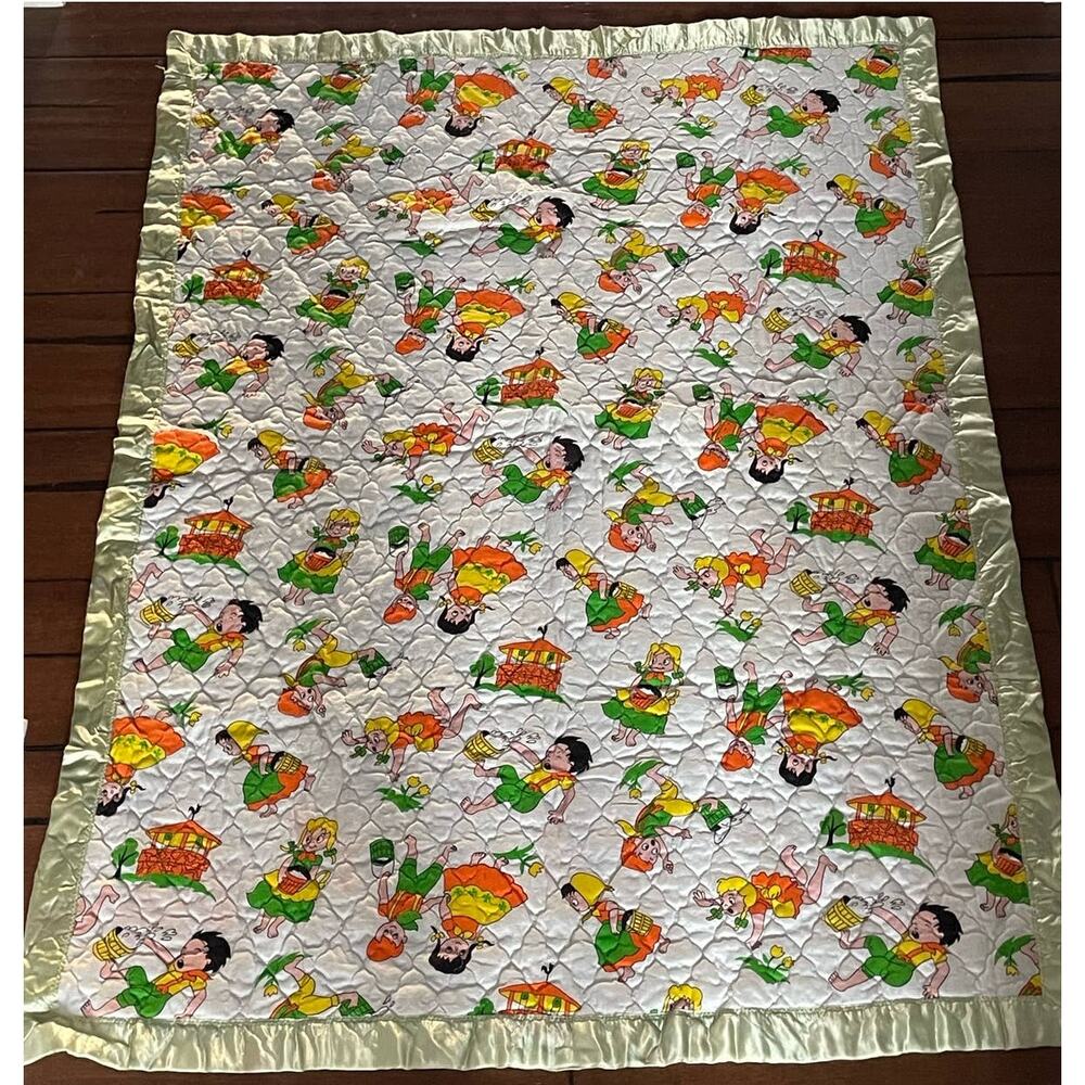 Vintage 70’s Jack & Jill Baby Security Blanket Satin Trim Excellent Condition
